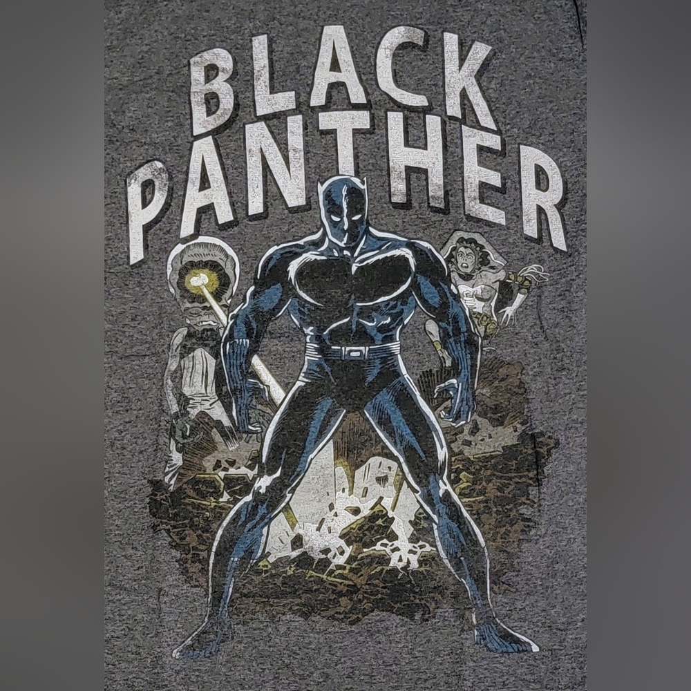 Mens Marvel Black Panther Dark Gray Graphic Tee Sz L